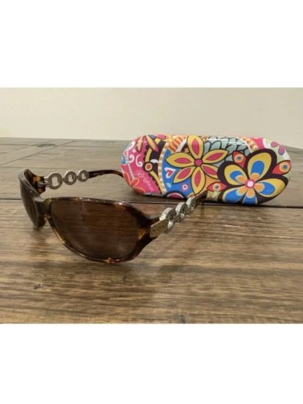 Brighton Women’s Central Park Signature Silver Tortoise Sunglasses Frames & Case